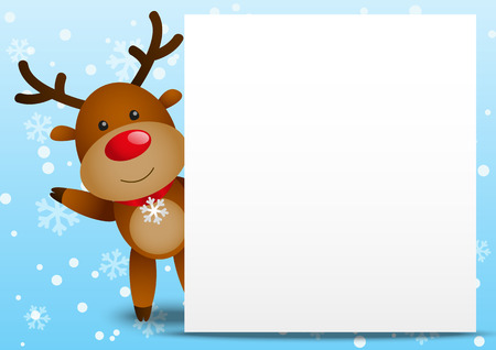 Funny deer with empty paper sheetのイラスト素材