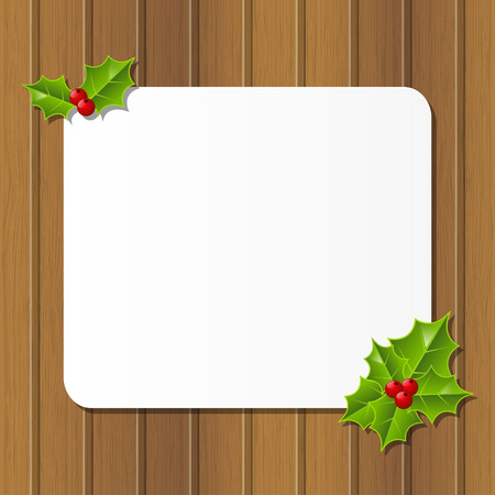 Christmas card with holly leavesのイラスト素材
