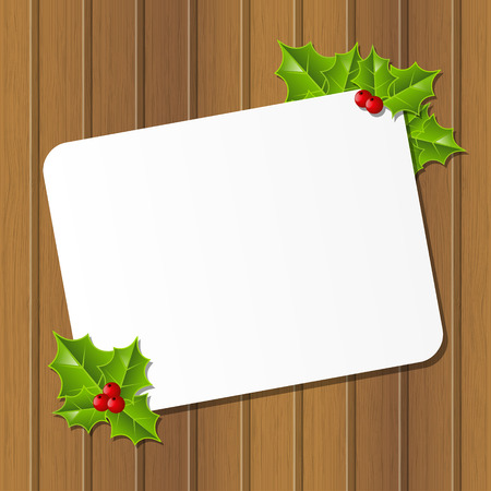 Christmas card with holly leavesのイラスト素材