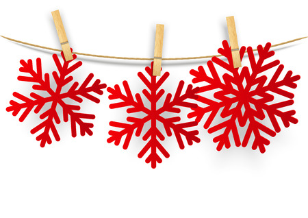 Paper snowflakes on white backgroundのイラスト素材
