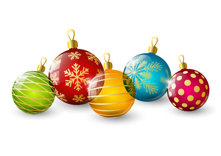 Color Christmas balls on whiteのイラスト素材