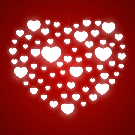 Shiny hearts on red backgroundのイラスト素材