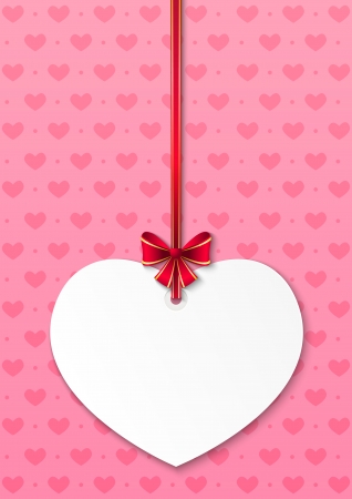 Valentine card with pink ribbonのイラスト素材