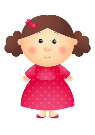 Cute little girl wearing pink dressのイラスト素材