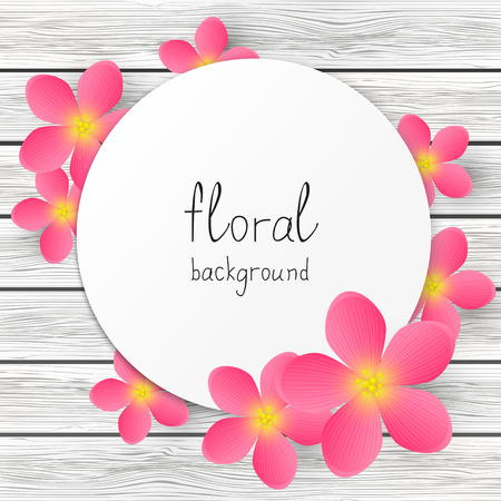 Paper card with pink flowersのイラスト素材