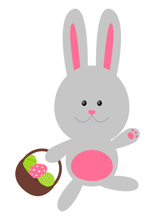 Easter rabbit with color eggsのイラスト素材