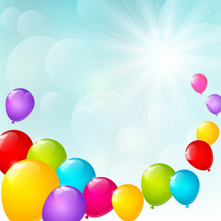 Color balloons on sunny backgroundのイラスト素材