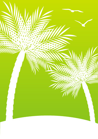 Green background with palm treesのイラスト素材