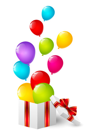 Gift box with color balloonsのイラスト素材
