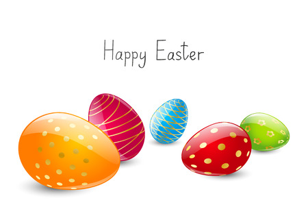 Color Easter eggs on white backgroundのイラスト素材