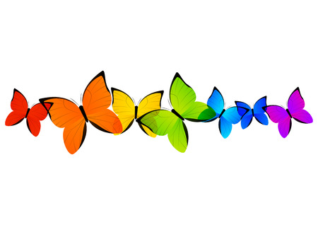 Rainbow butterflies border for Your designのイラスト素材