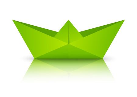 Paper origami ship on whiteのイラスト素材