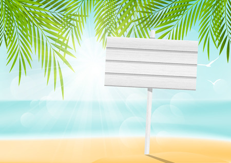Summer beach background with signboardのイラスト素材