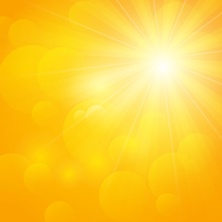 Shiny sun on orange backgroundのイラスト素材