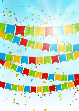 Party flags on sunny sky backgroundのイラスト素材