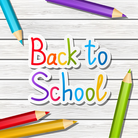Back to school message on wooden backgroundのイラスト素材