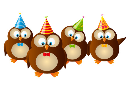 Funny owls isolated on whiteのイラスト素材
