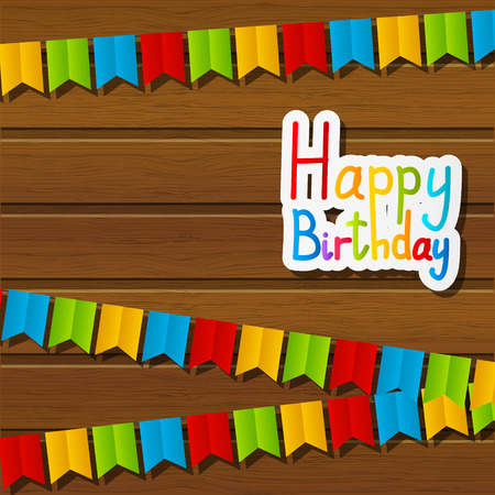 Birthday message on wooden backgroundのイラスト素材