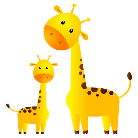 Funny giraffes isolated on whiteのイラスト素材