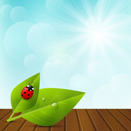 Green leaves on sunny backgroundのイラスト素材