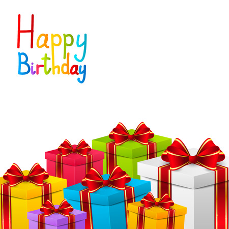 Birthday gift boxes on white backgroundのイラスト素材