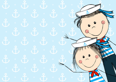 Funny sailor kids for Your designのイラスト素材