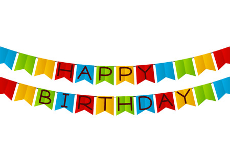 Color party flags with Birthday messageのイラスト素材
