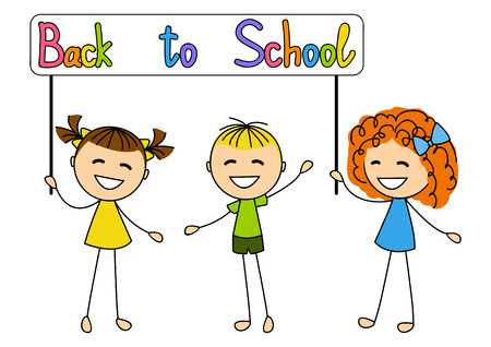 Cute kids with school messageのイラスト素材