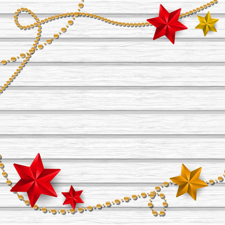 Christmas decorations on wooden backgroundのイラスト素材