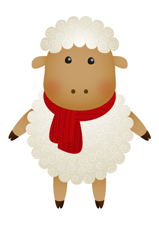 Cute little sheep isolated on whiteのイラスト素材