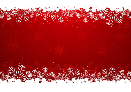 Christmas snowflake border on redのイラスト素材