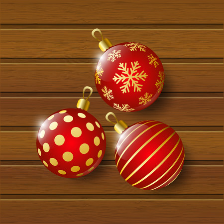 Christmas balls on wooden backgroundのイラスト素材