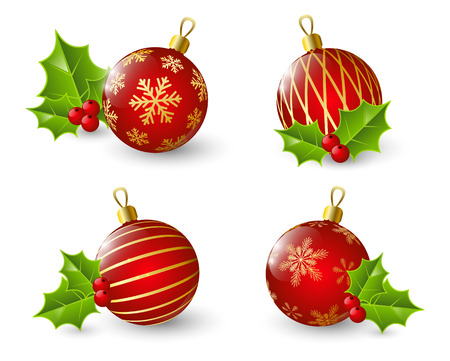 Set of red Christmas ballsのイラスト素材