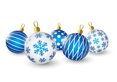 Christmas blue balls on white backgroundのイラスト素材