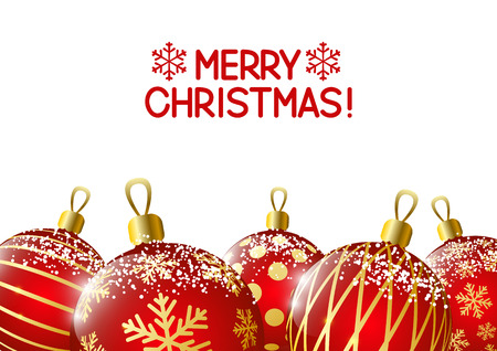 Red Christmas balls on white backgroundのイラスト素材
