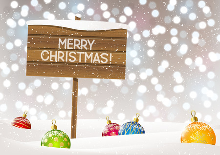 Christmas background with wooden plateのイラスト素材
