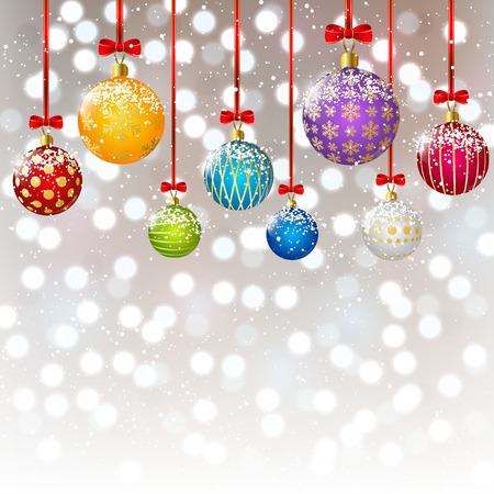 Christmas color balls on bokeh backgroundのイラスト素材