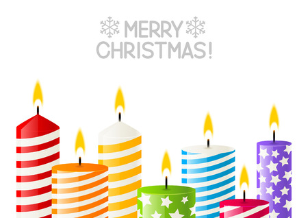 Color Christmas candles on white backgroundのイラスト素材