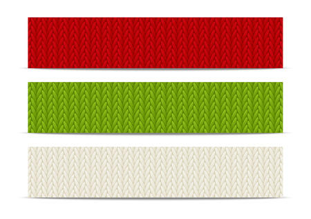 Set of horizontal knitted bannersのイラスト素材