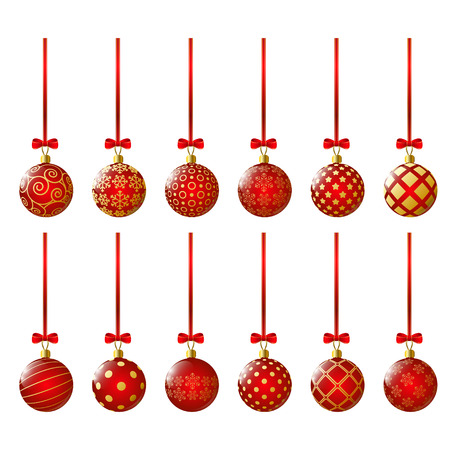 Set of red Christmas ballsのイラスト素材