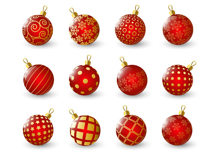 Set of red Christmas ballsのイラスト素材