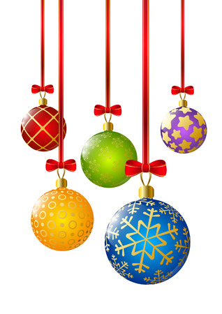 Xmas color balls on whiteのイラスト素材