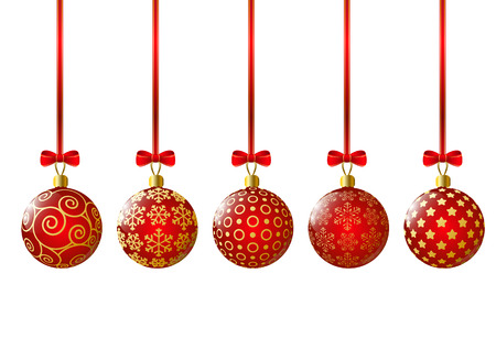 Xmas red balls on whiteのイラスト素材