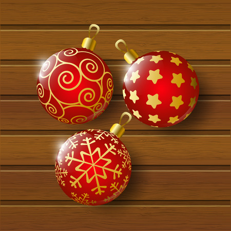 Xmas balls on wooden backgroundのイラスト素材