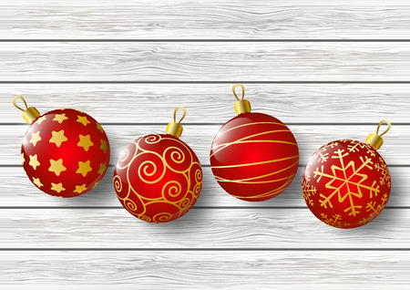 Xmas balls on wooden backgroundのイラスト素材