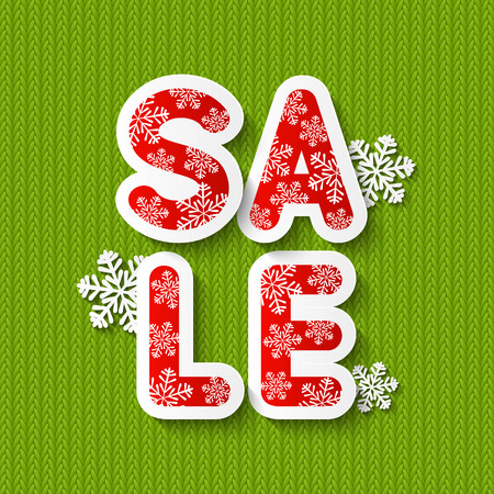 Christmas sale message on knitted backgroundのイラスト素材