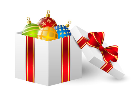 Gift box with Christmas ballsのイラスト素材