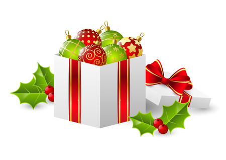 Gift box with Christmas ballsのイラスト素材