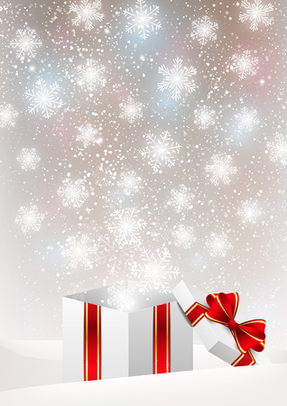 Christmas gift box with snowflakesのイラスト素材