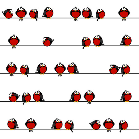Seamless pattern with cute bullfinchesのイラスト素材